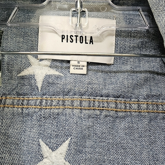 Pistola White Star Embroidered Cutoff Denim Jacket - Picture 3 of 10